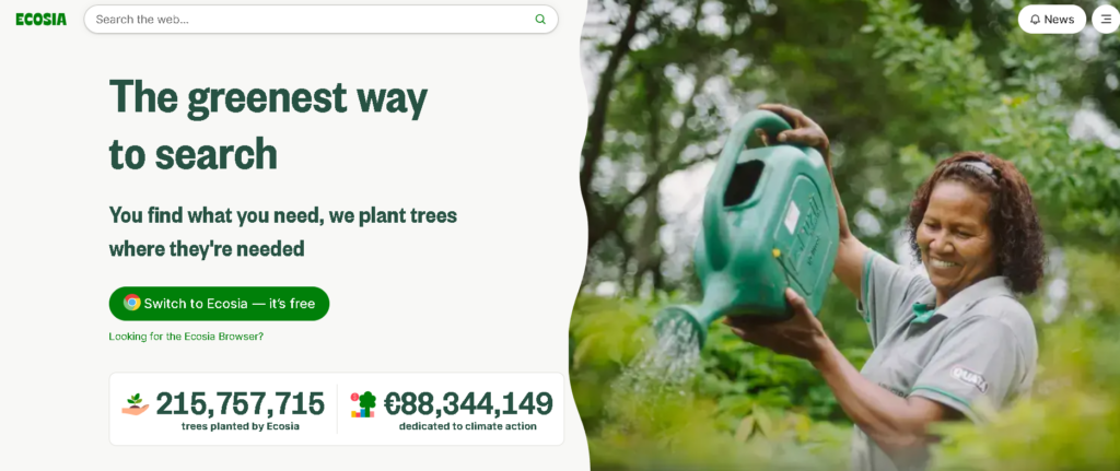 Ecosia, miljövänlig sökmotor